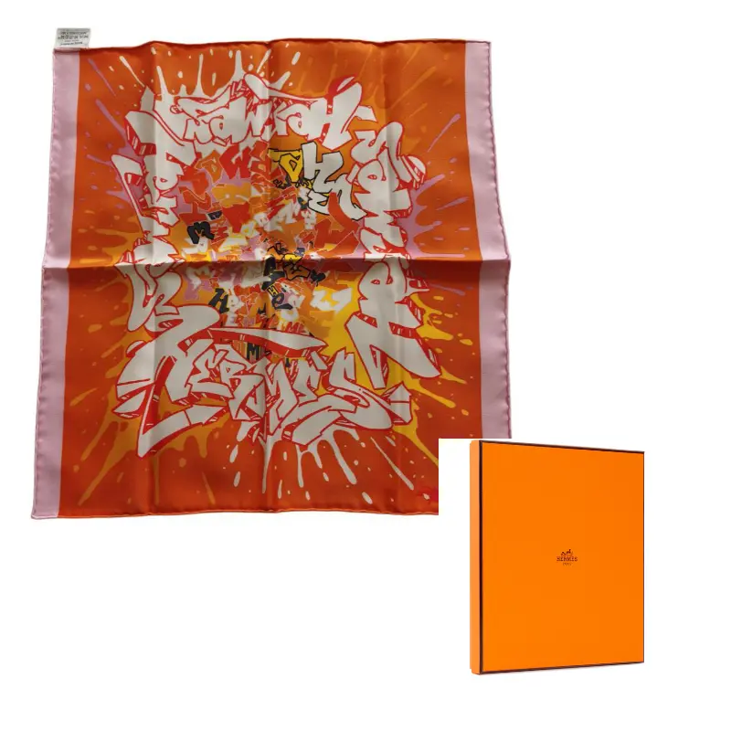 

HERMES Шелковый шарф унисекс оранжевый, Orange