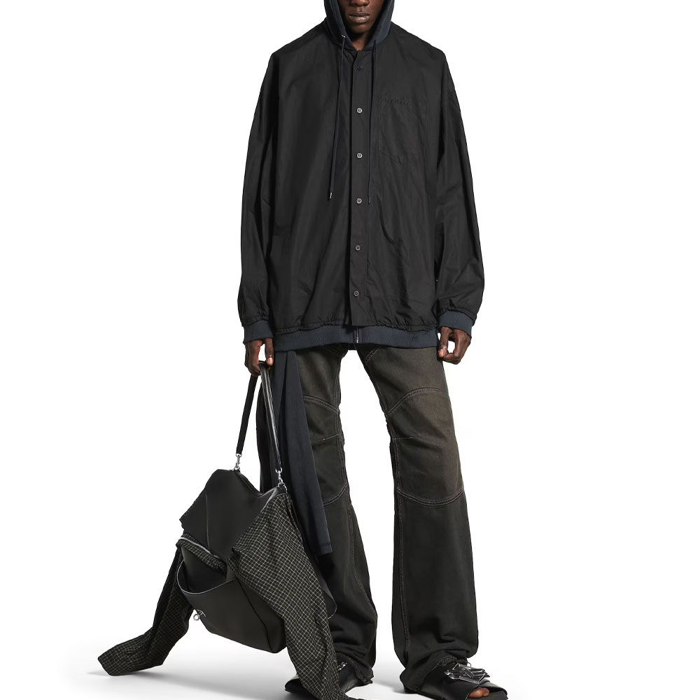 Balenciaga Куртка свободного кроя мужская черная, Black — фото 4