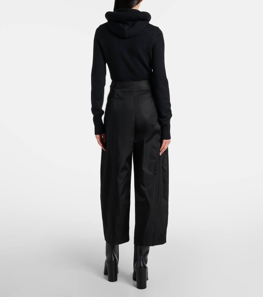 Укороченные зауженные брюки-сатин с высокой талией Alaïa, Noir Alaia — фото 3