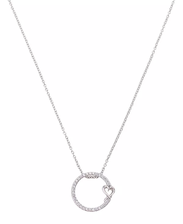 

Ожерелье с подвеской в виде сердца и круглым кубическим цирконием Unwritten, silver