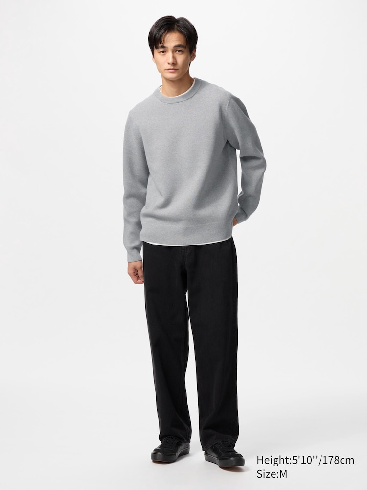 Джемпер Milano Ribed с круглым вырезом Uniqlo, цвет 01 белый — фото 2