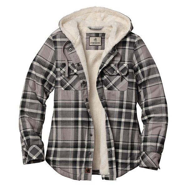 

Женская рубашка-куртка на кнопках с капюшоном и подкладкой sherpa Legendary Whitetails, Salt Lake Plaid