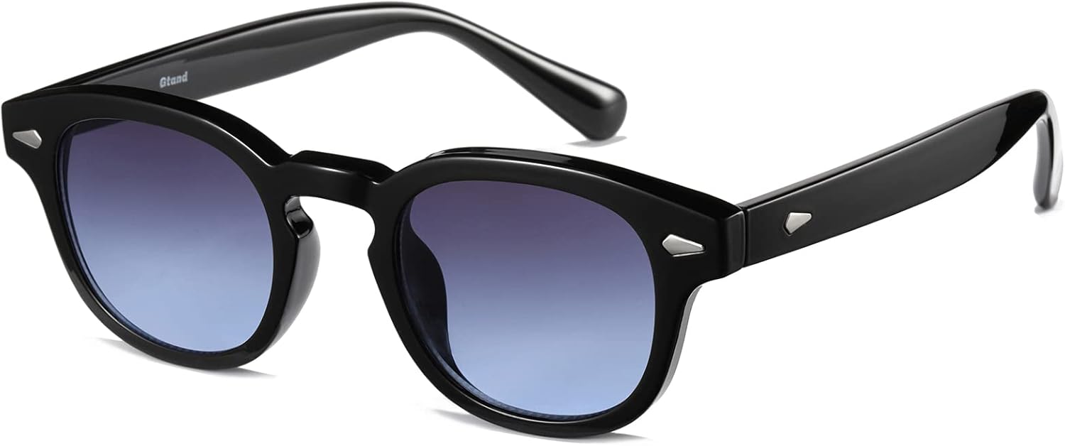 

Солнцезащитные очки Gtand Unisex в винтажном ретро-стиле круглой формы с тонировкой для мужчин и женщин, модные круглые солнцезащитные очки 46 мм, C05 Black Frame/Gradient Gray-blue Lens