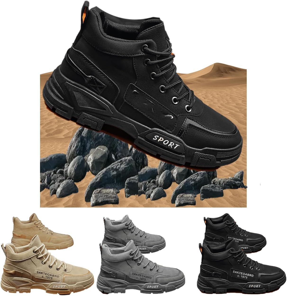 

Мужские походные ботинки для улицы, прочные и дышащие ботинки с шнуровкой, для прогулок, хайкинга и альпинизма, осень и зима Generic, черный