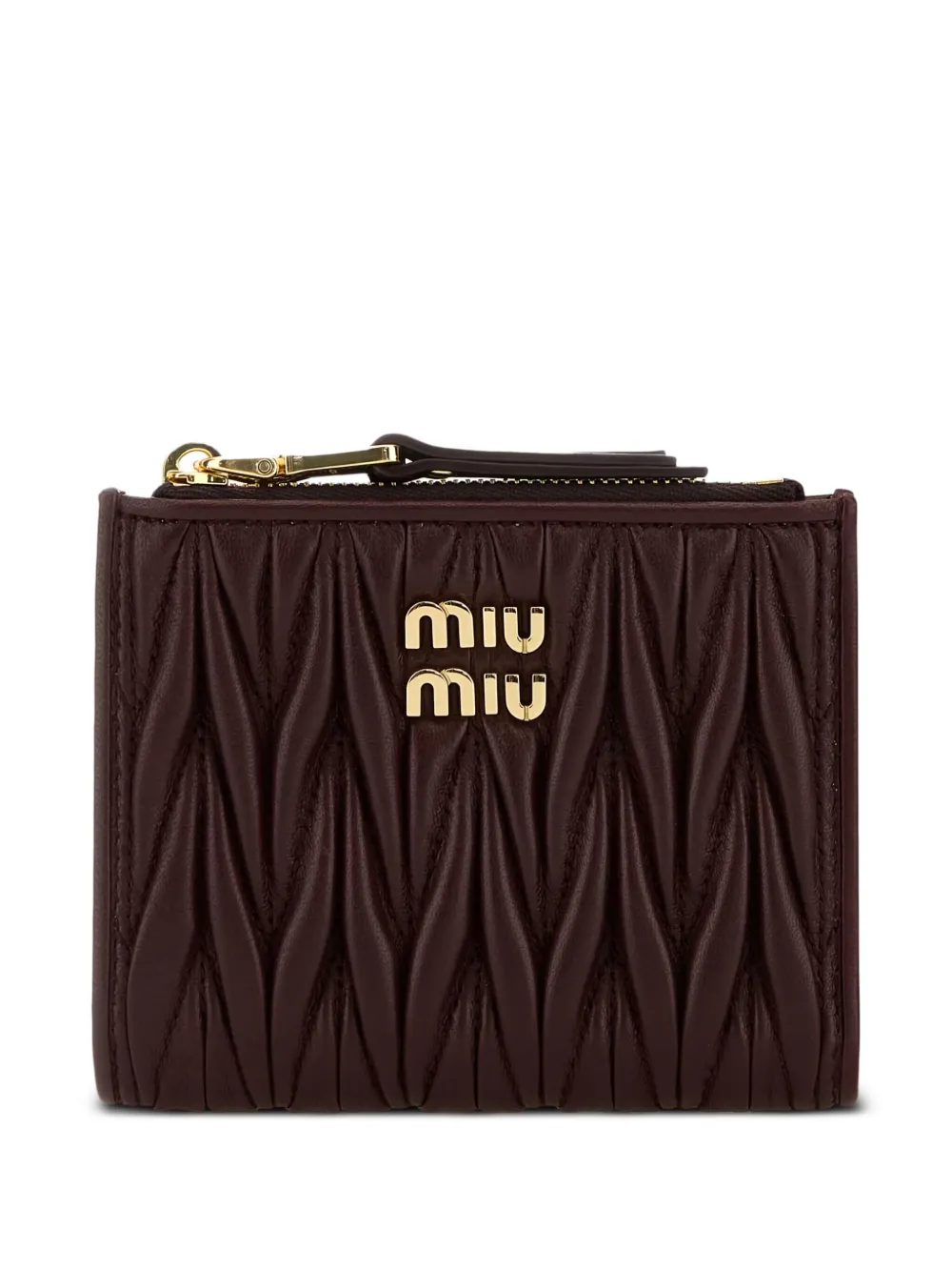

Стеганый кошелек с круговой молнией MIU MIU, коричневый