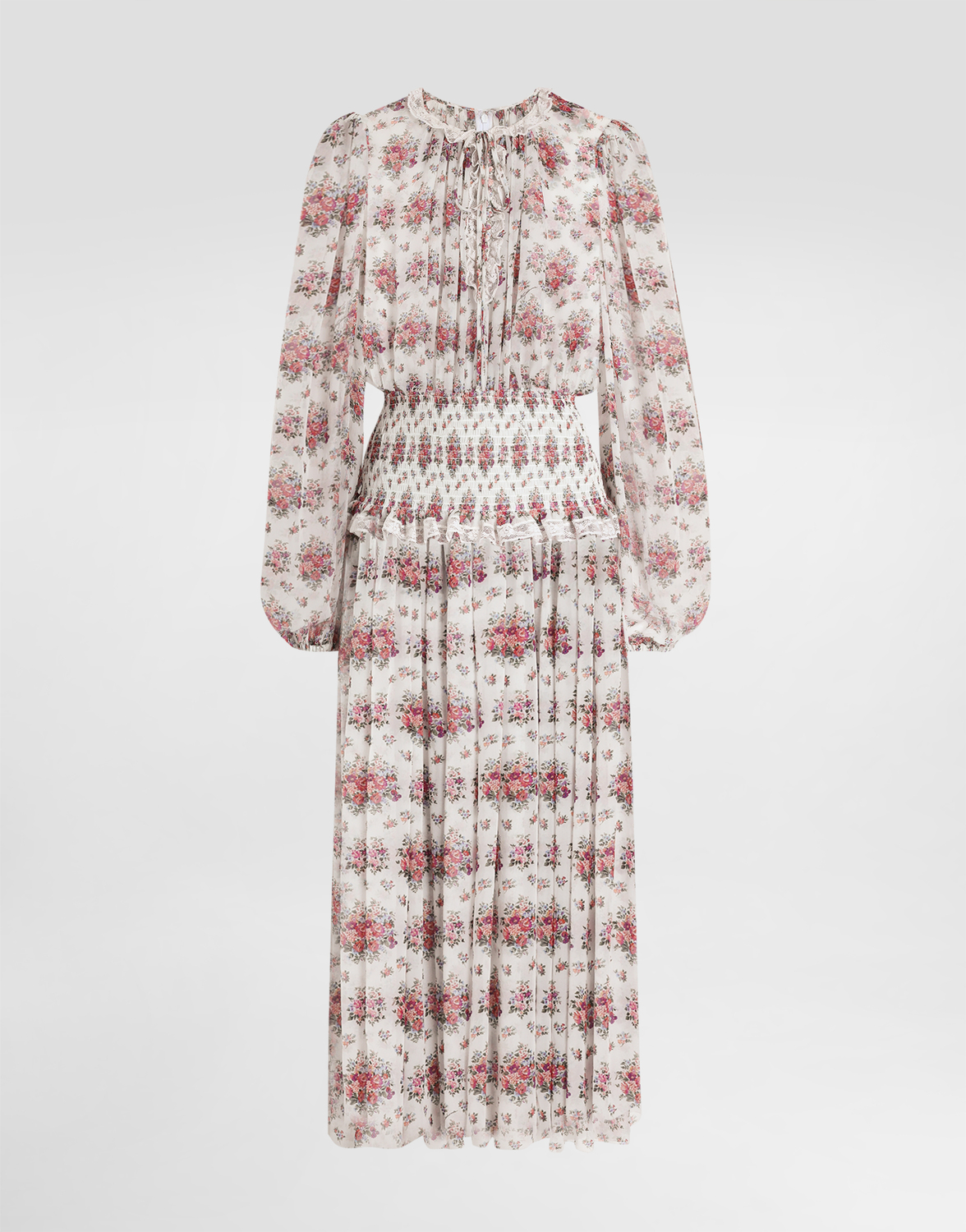 

Длинное шифоновое платье с принтом из маленьких цветочных букетов DOLCE & GABBANA, мультиколор