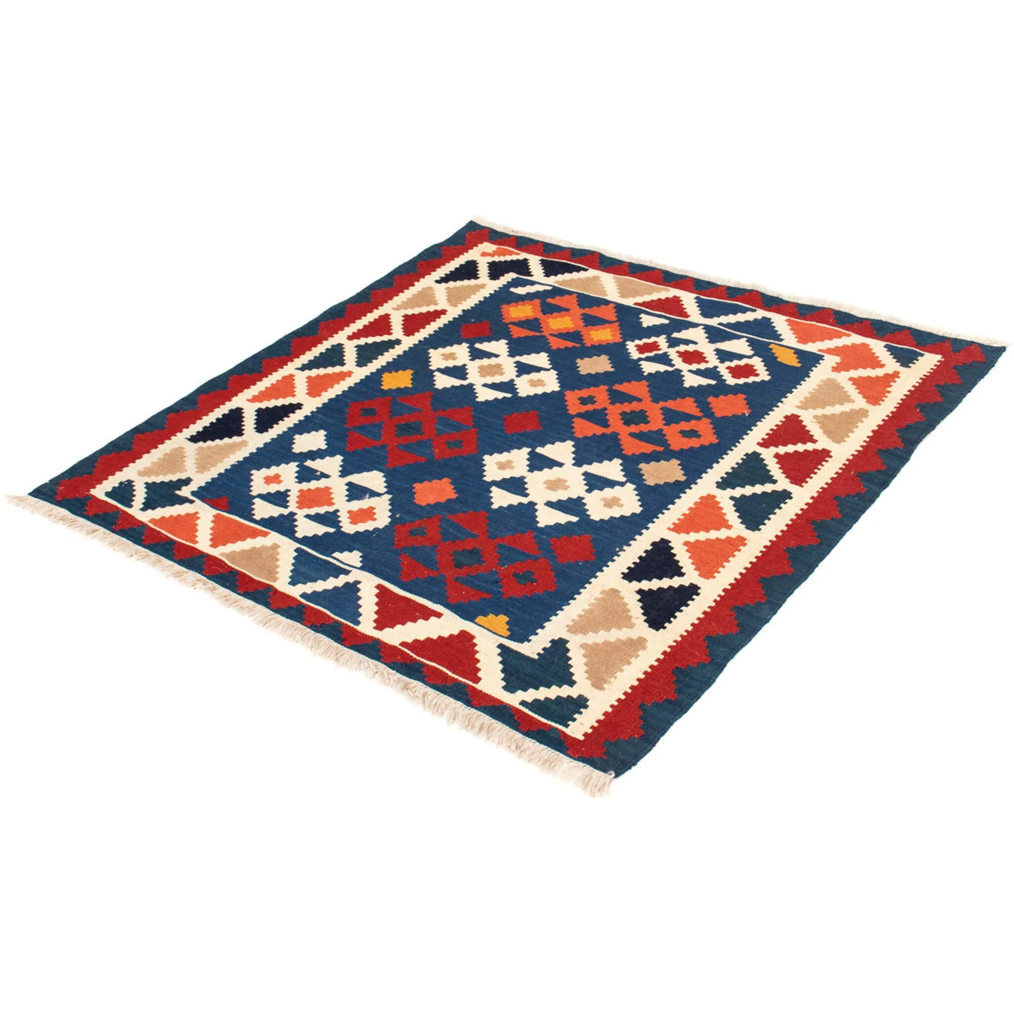 

Шерстяной ковер Morgenland «Kilim - Oriental Square - 103 x 100 см - темно-синий», квадратный, высота 6 мм, гостиная, цельный