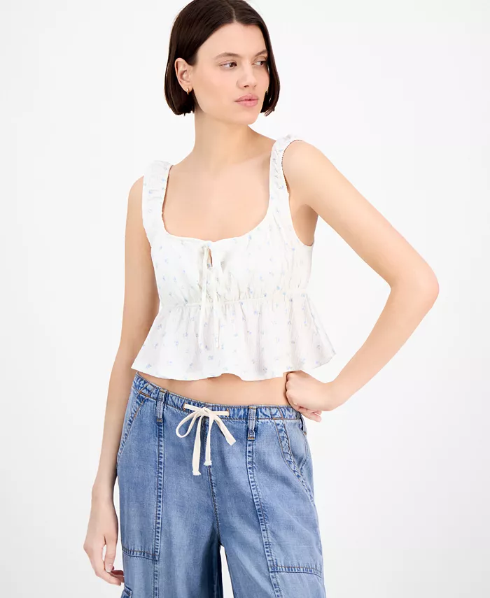 

Юношеский топ без рукавов с цветочным принтом Pink Rose Hippie Rose, белый