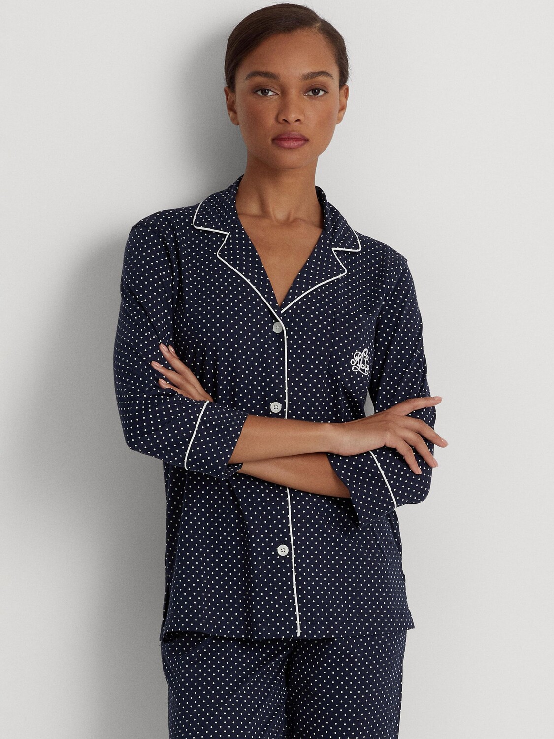 Пижамный комплект Lauren Ralph Lauren Capri Spot, темно-синий — фото 3