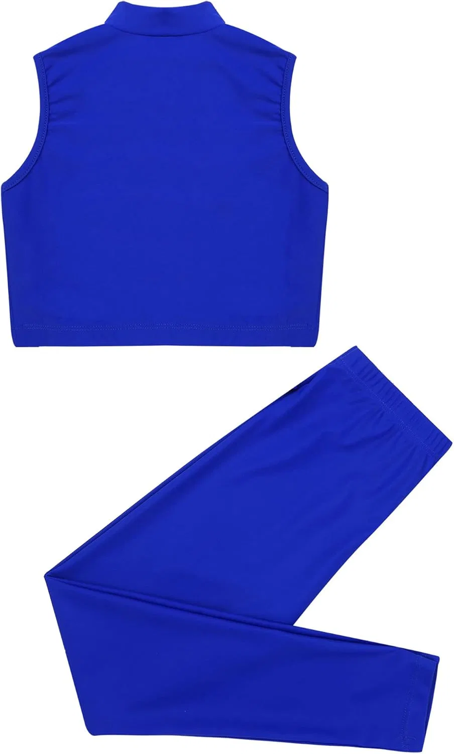 Детский спортивный костюм для танцев и гимнастики Mufeng, 2 предмета, Zipper Royal Blue — фото 4