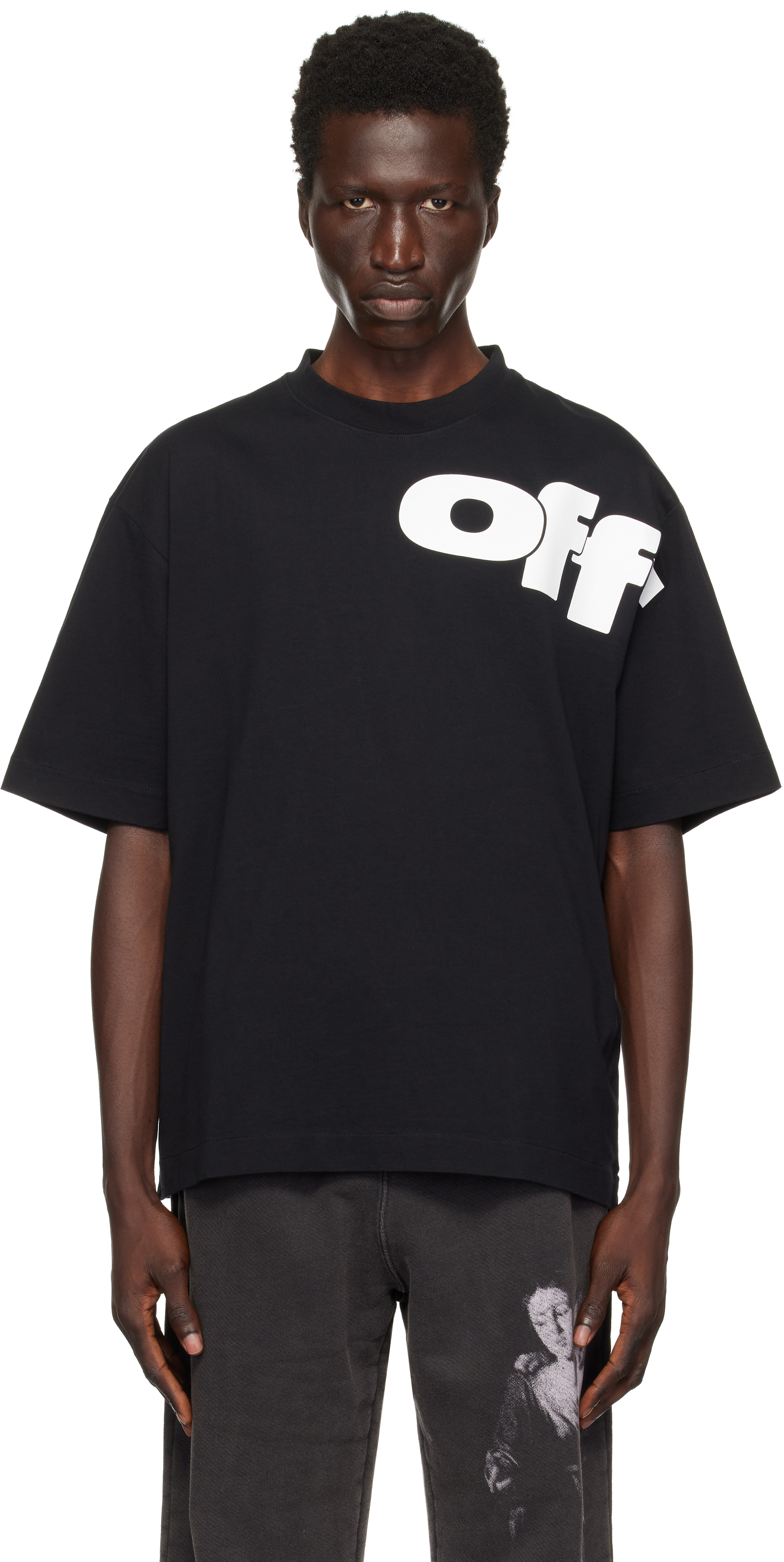 

Черная футболка для скейтбординга с общим логотипом Off-White