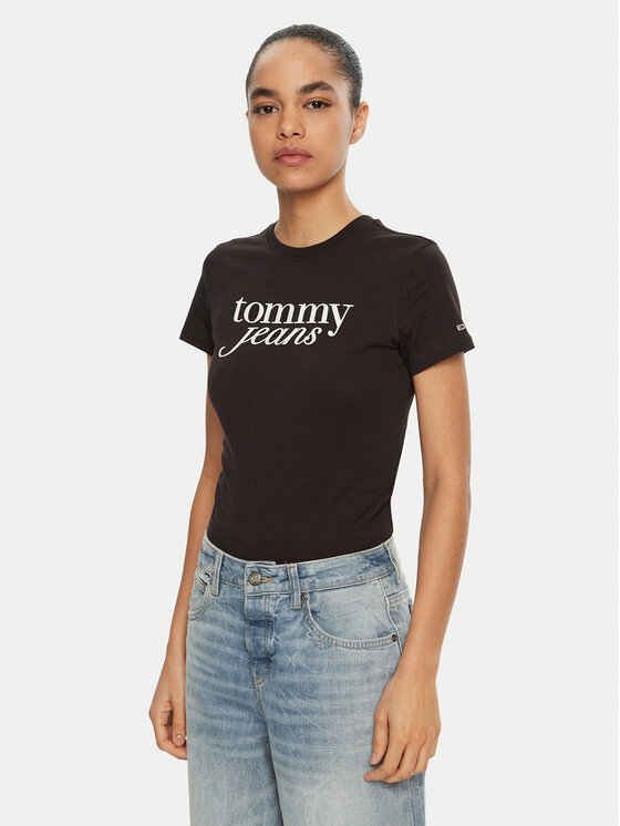 

Облегающая футболка Essential DW0DW19447 Tommy Jeans, черный