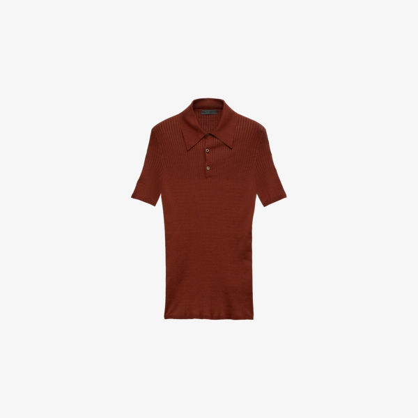 

Хлопковая поло с треугольным логотипом, slim-fit Prada, синий