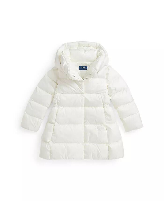 

Стеганая длинная куртка для малышей и маленьких девочек Polo Ralph Lauren, слоновая кость/кремовый