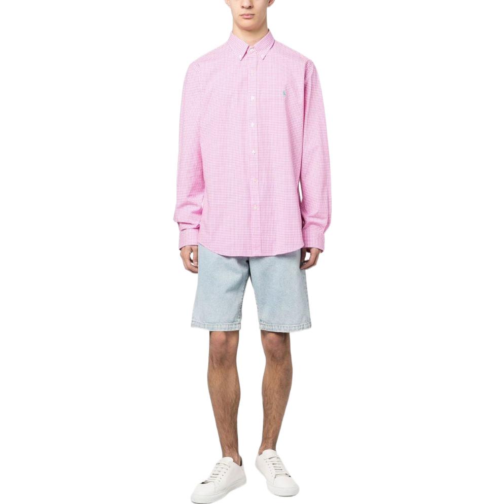 Рубашка с длинным рукавом в клетку gingham Polo Ralph Lauren, розовый — фото 4