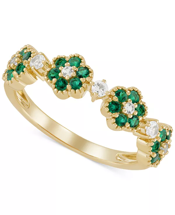 

Кольцо-Цветок с выращенным в лаборатории изумрудом (1/3 карата tw) и выращенным в лаборатории белым сапфиром (1/5 карата tw) из стерлингового серебра с покрытием из желтого золота 14 карат Macy'S, emerald