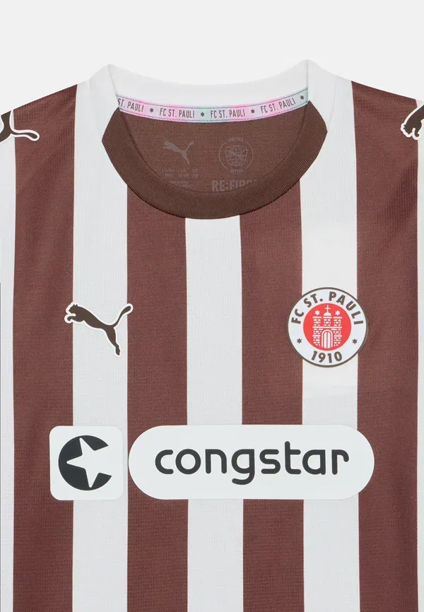 Футболка домашняя Fc St Pauli Club Wear Puma, эспрессо-коричневый/белый — фото 4