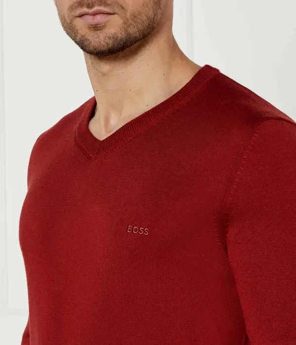 Шерстяной свитер Baram-L regular fit Boss, красный — фото 4