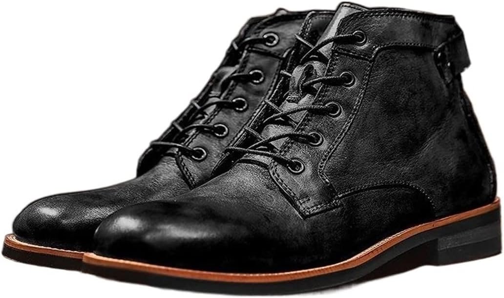 

Мужские повседневные мотоботы Tzsaixeh с шнуровкой, классические боевые ботинки до щиколотки, осенне-зимние военные ботинки, мужские винтажные ботинки Челси с шнуровкой, черный