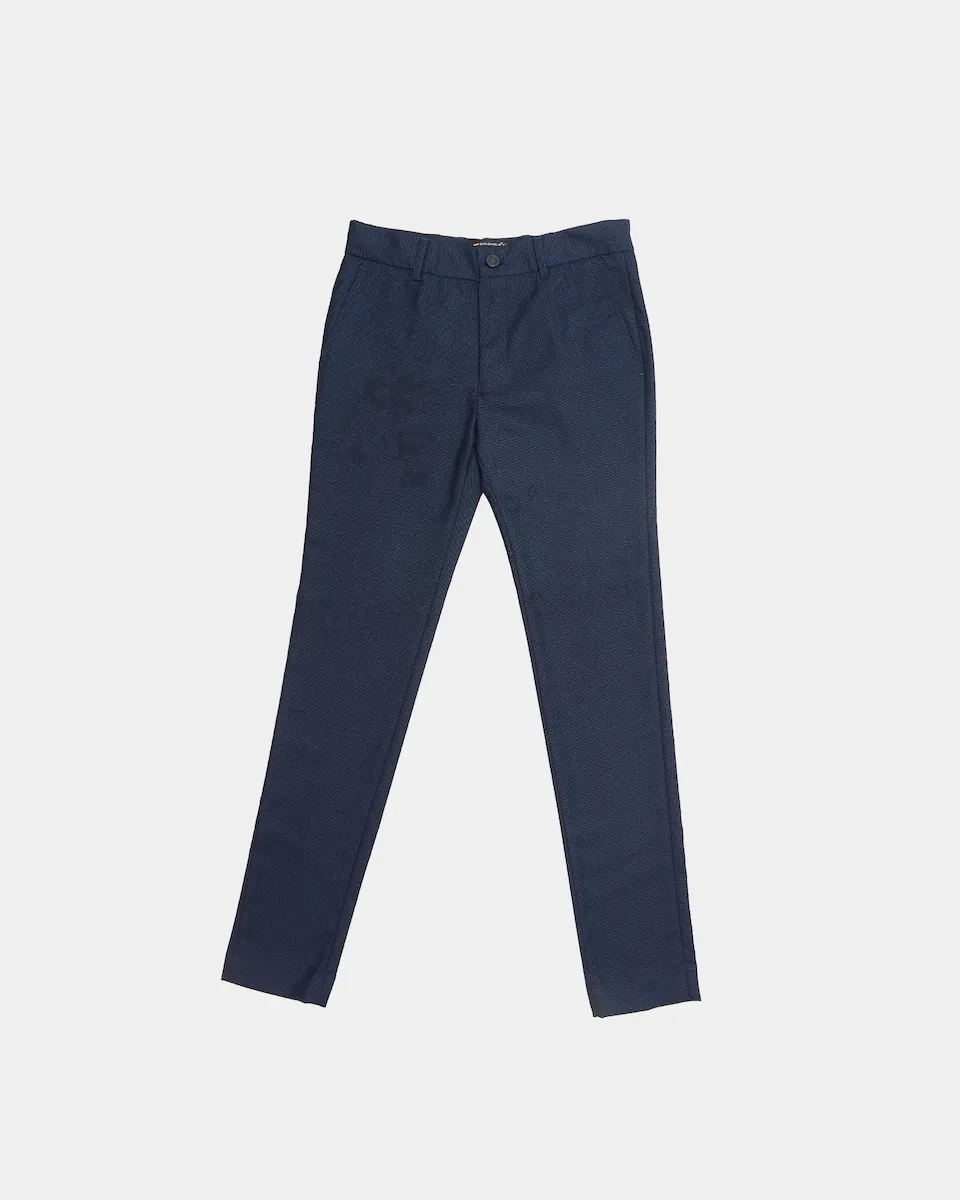 

Детские брюки костюмные из ткани со структурой Spagnolo, синий