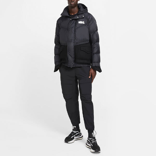 Пуховик Nike x Sacai Crossover Sports Loose Splicing hooded Down Jacket Black, черный — фото 4