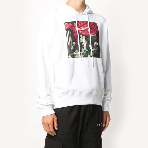 Толстовка caravaggio painting over hood white blac fw20 mens logo sweater Off-White, белый — фото 3