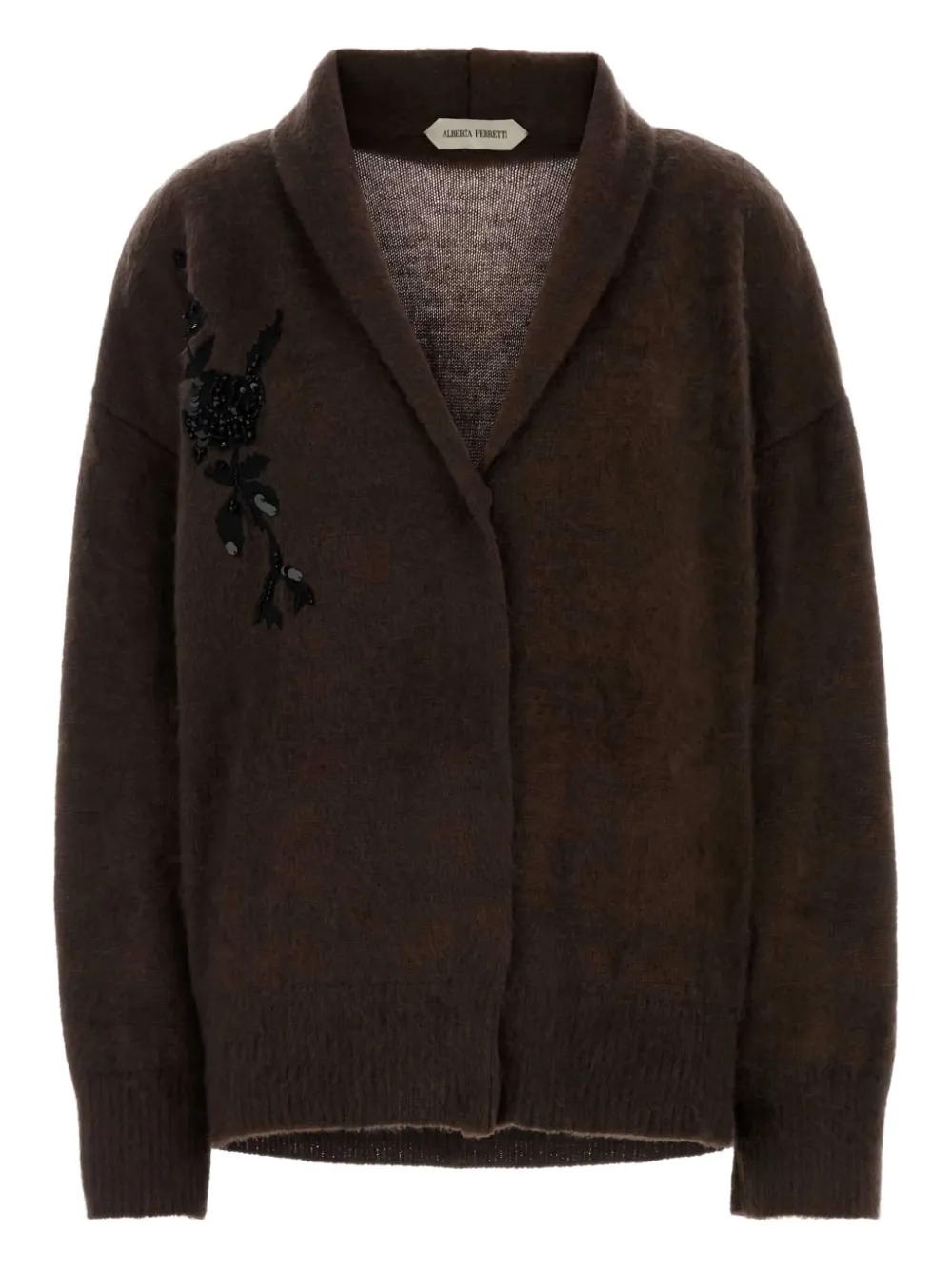 

Кардиган с цветочным декором Alberta Ferretti, коричневый