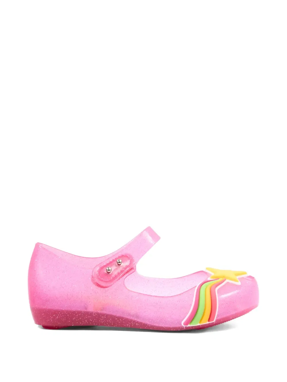 Балетки со звездным узором и блестками Mini Melissa, розовый — фото 2