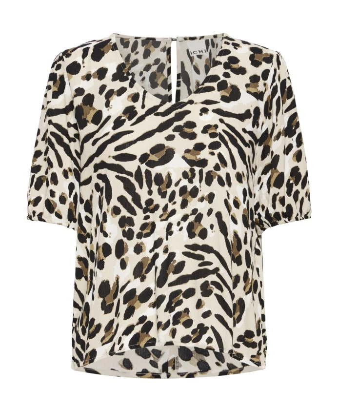 

Блузка с короткими рукавами и животным принтом Ichi, мультиколор