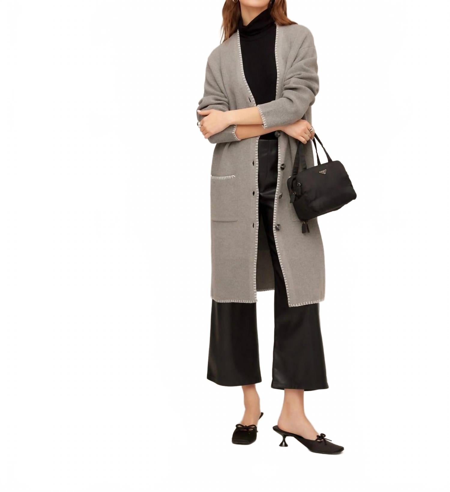 

Женский кардиган Ariel серого цвета с кремовым оттенком Fifteen Twenty, Gray With Cream