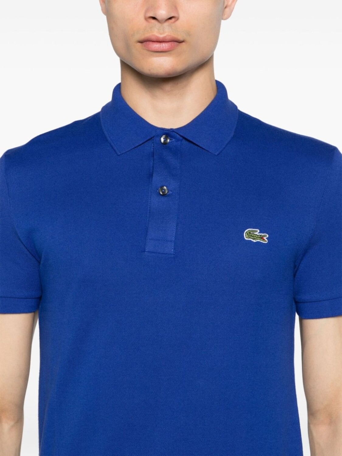 Хлопковая рубашка-поло с нашивкой-логотипом Lacoste, синий — фото 4