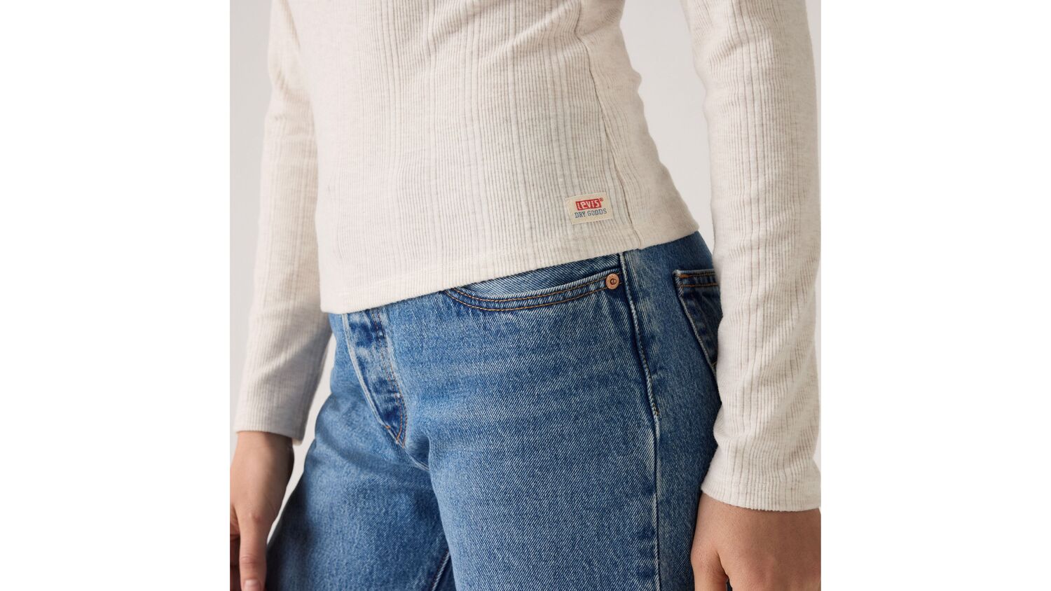 Женская супермягкая футболка с длинным рукавом Dry Goods Levi's, Oatmeal Heather - White — фото 4