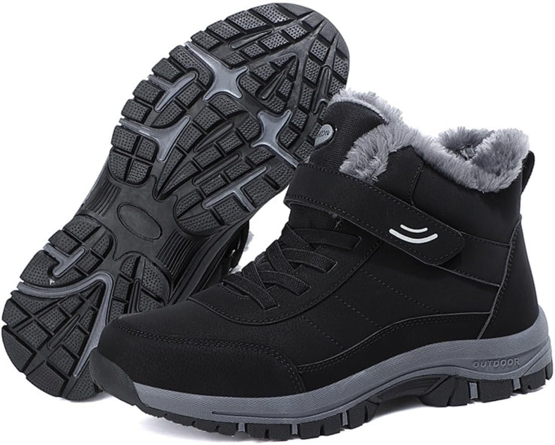 

Спортивные ботинки для ходьбы по снегу с флисовой подкладкой и утолщенными противоскользящими вставками, для мужчин и женщин Generic, черный