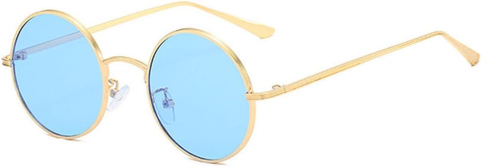 

Классические мужские круглые солнцезащитные очки LVTFCO для мужчин и женщин, металлическая оправа, защита от ультрафиолета UV400, модные очки для мужчин и женщин, Gold-blue