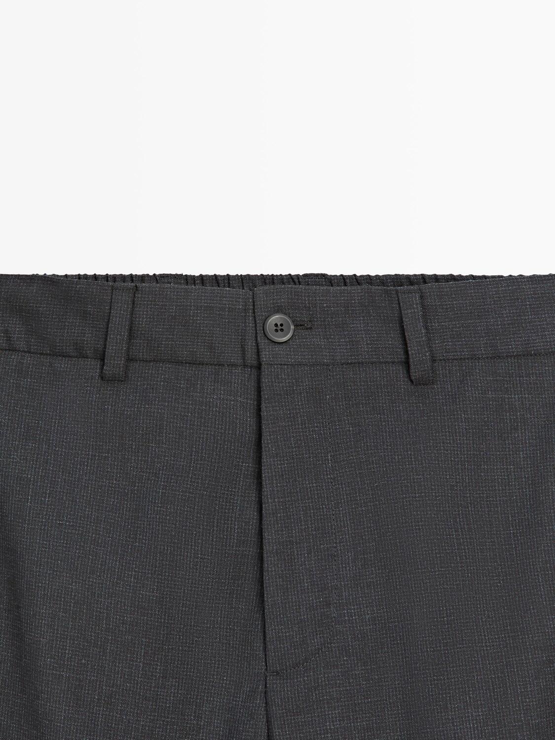 Шерстяные брюки с узором «гусиная лапка» Massimo Dutti, navy blue — фото 4