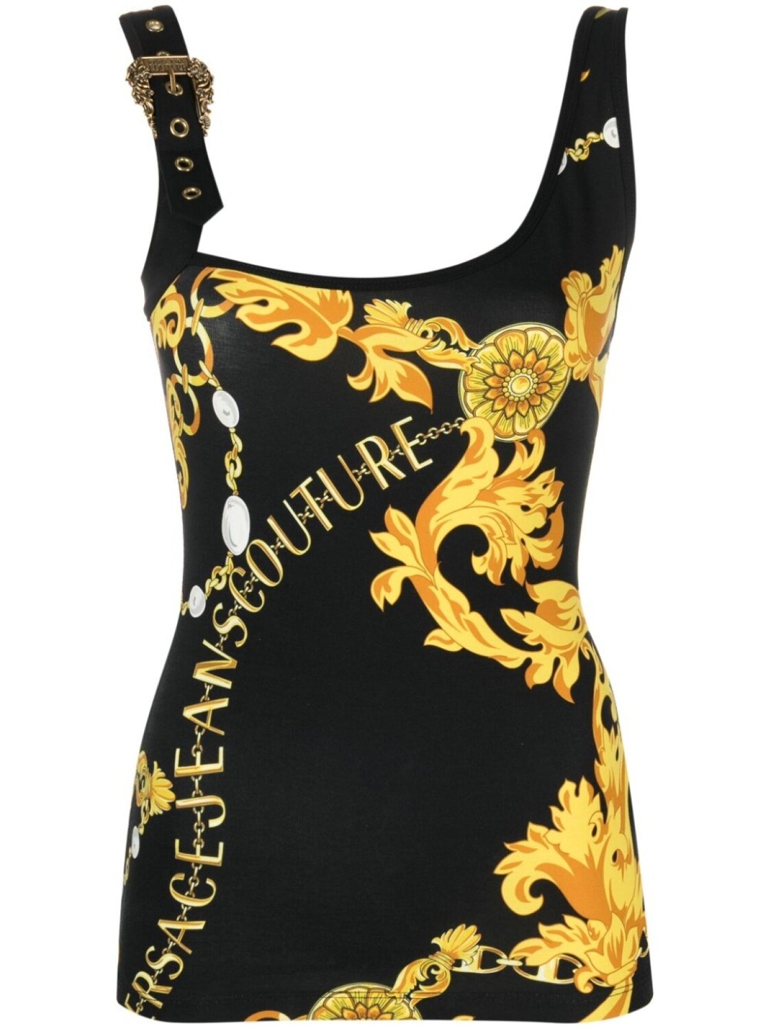 

Versace Jeans Couture топ с пряжкой и логотипом, черный