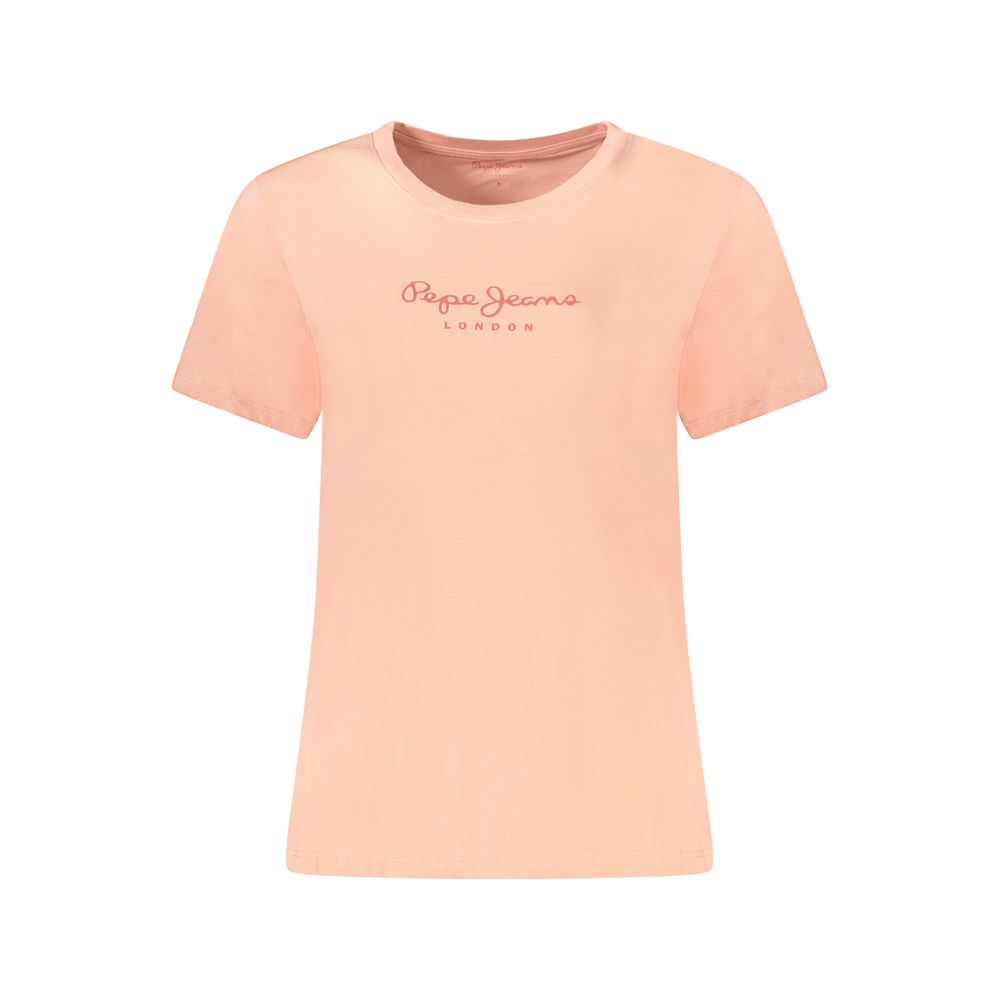 

Розовая хлопковая женская футболка Pepe Jeans