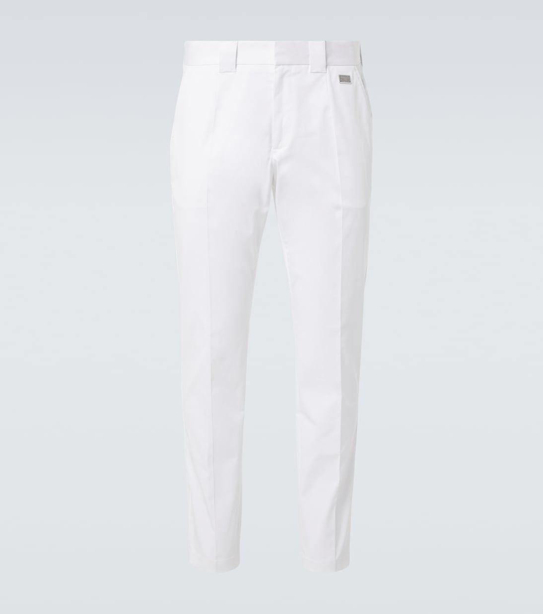 

Хлопковые габардиновые прямые брюки Dolce&Gabbana, Optical White