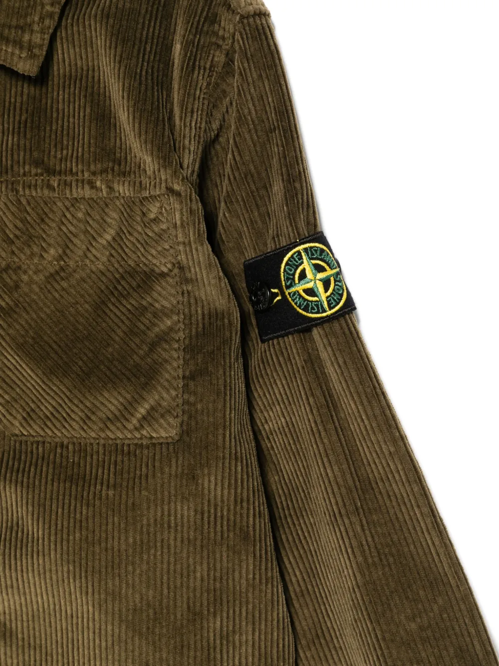 Вельветовая рубашка с изображением компаса Stone Island Junior, зеленый — фото 3