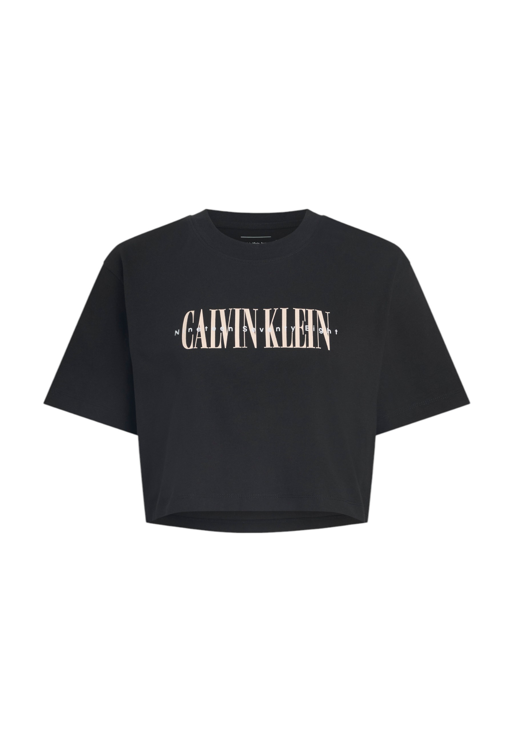 

Футболка женская Calvin Klein Jeans с принтом укороченная, черный