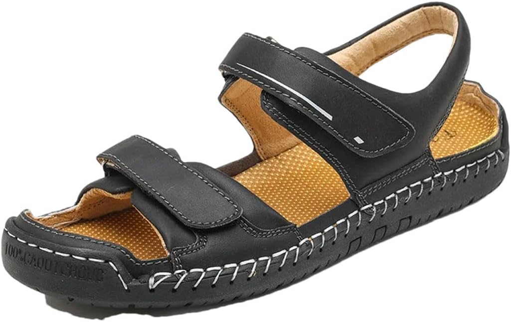 

Классические повседневные мужские сандалии Рим, удобные тапочки для прогулок на улице, кроссовки в гладиаторском стиле, пляжная обувь с застежкой-липучкой Generic, черный