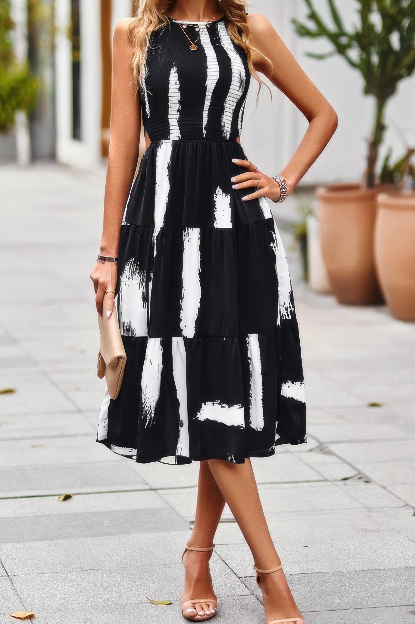 

Цветочный принт карман безрукавка сборка разрез платье TRUEDAMES, черный