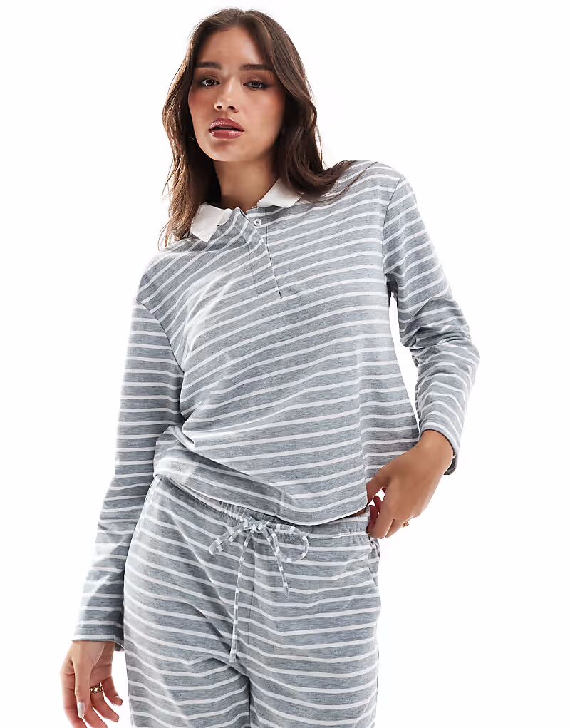 

Футболка-поло Vero Moda из джерси в серую полоску