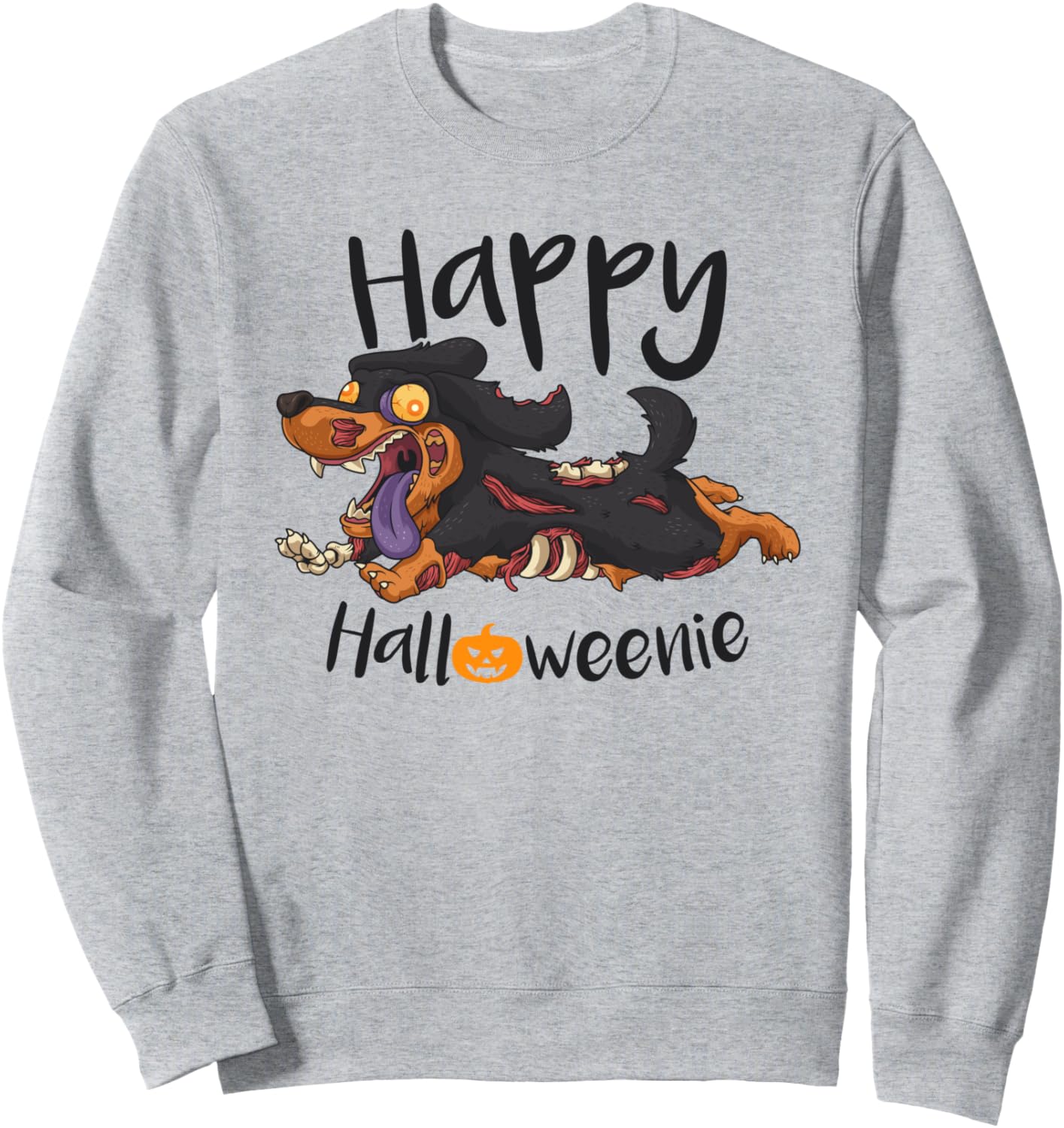 

Счастливого Хэллоуина! Толстовка с изображением зомби-таксы и его внутреннего пса, серая (серый меланж), размер S Spooktacular Lazy Halloween Costumes Co.