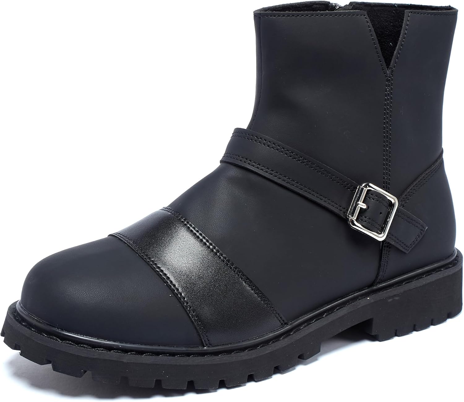 

Мужские премиальные кожаные ботинки с круглым носком, модные повседневные ботинки, на молнии, деловые повседневные ботинки, высокие ботинки, мотоциклетные ботинки, мягкие, подошва из EVA против скольжения, прочные Generic, черный