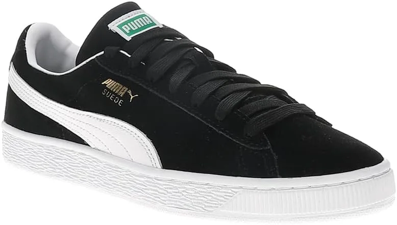 Мужские замшевые классические кроссовки PUMA с шнуровкой - черные, черный — фото 2