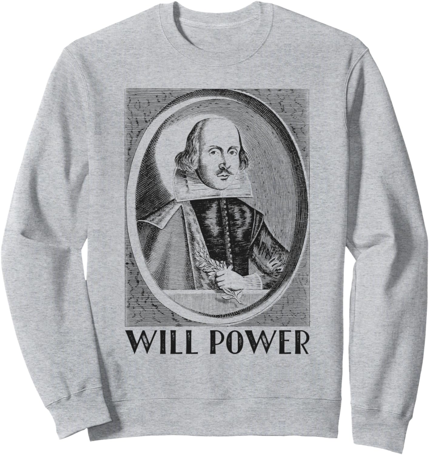 

Толстовка с надписью «Сила воли» Уильяма Шекспира Will Power William Shakespeare, серый
