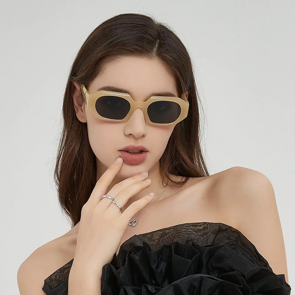 

Солнцезащитные очки прямоугольной оправы для женщин и мужчин, многоугольные солнцезащитные очки в винтажном стиле для мужчин и женщин, SUN3204 Generic, 6