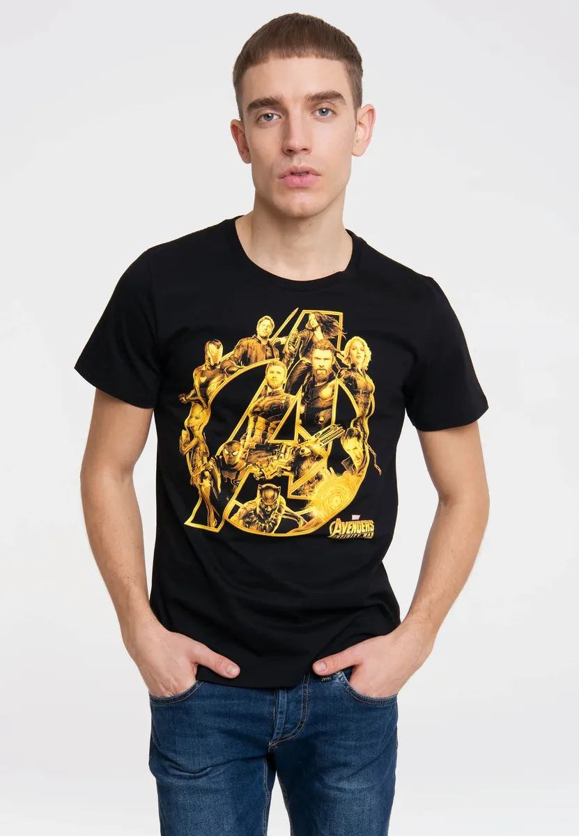 

Футболка Logoshirt "Marvel - Avengers - Infinty War" с крутым принтом в стиле Мстителей спереди, черный