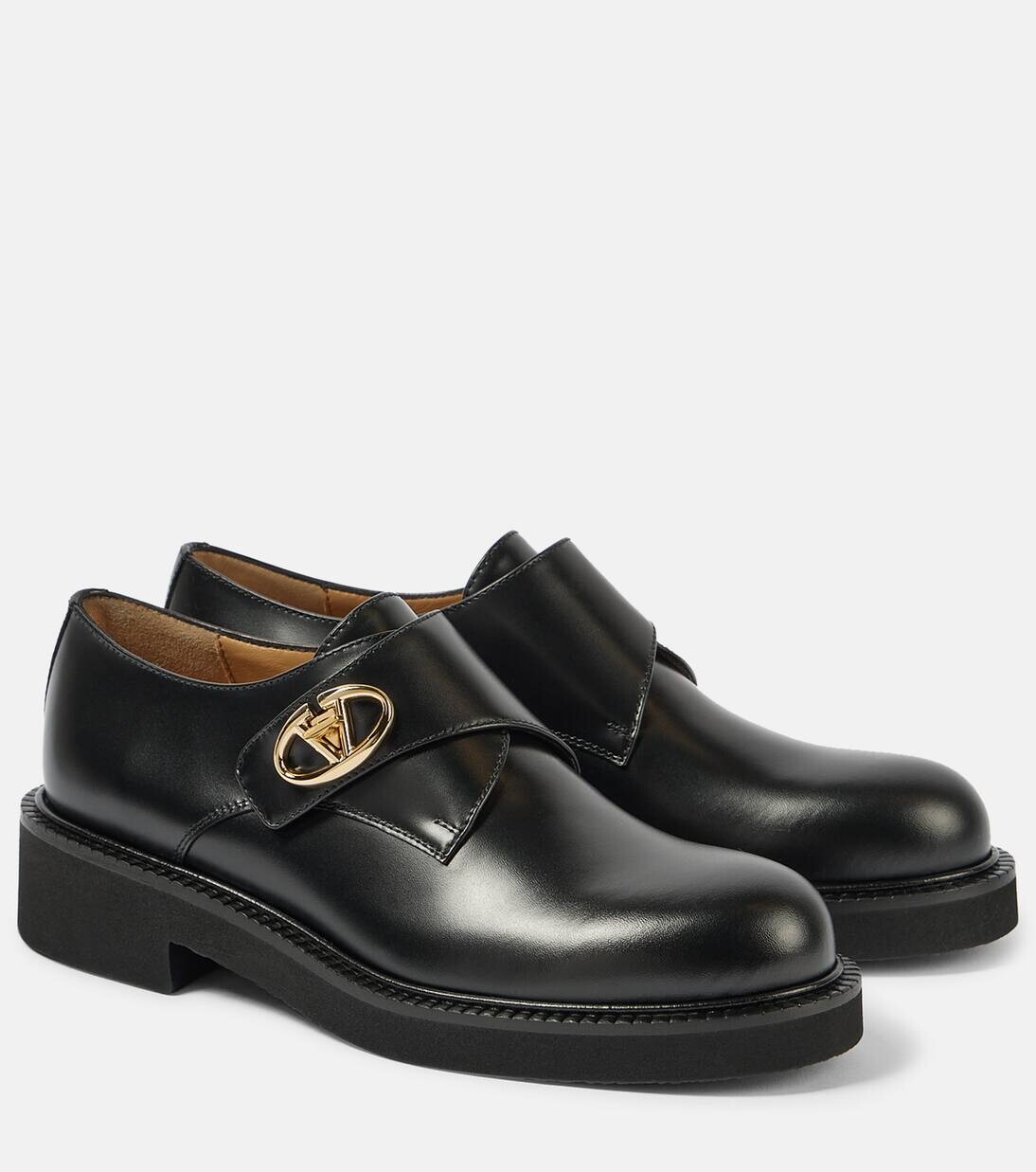Туфли-монки из кожи VLogo Valentino Garavani, черный